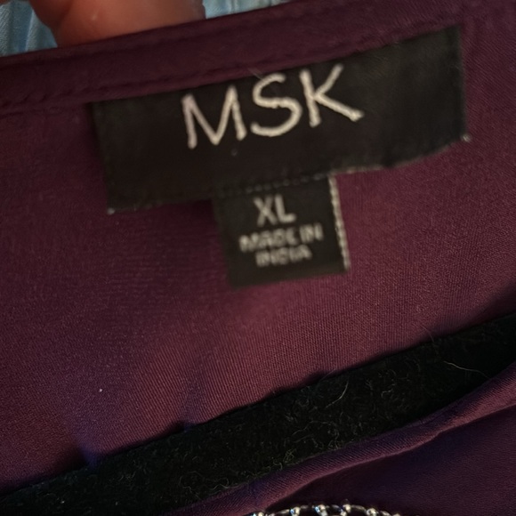 MSK bling deep purple dressy keyhole rhinestone top Size XL - Picture 5 of 5